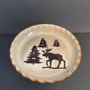 Home Studio Woodland Moose Pie Plate 10.5" Diameter, Perfect for Holiday…